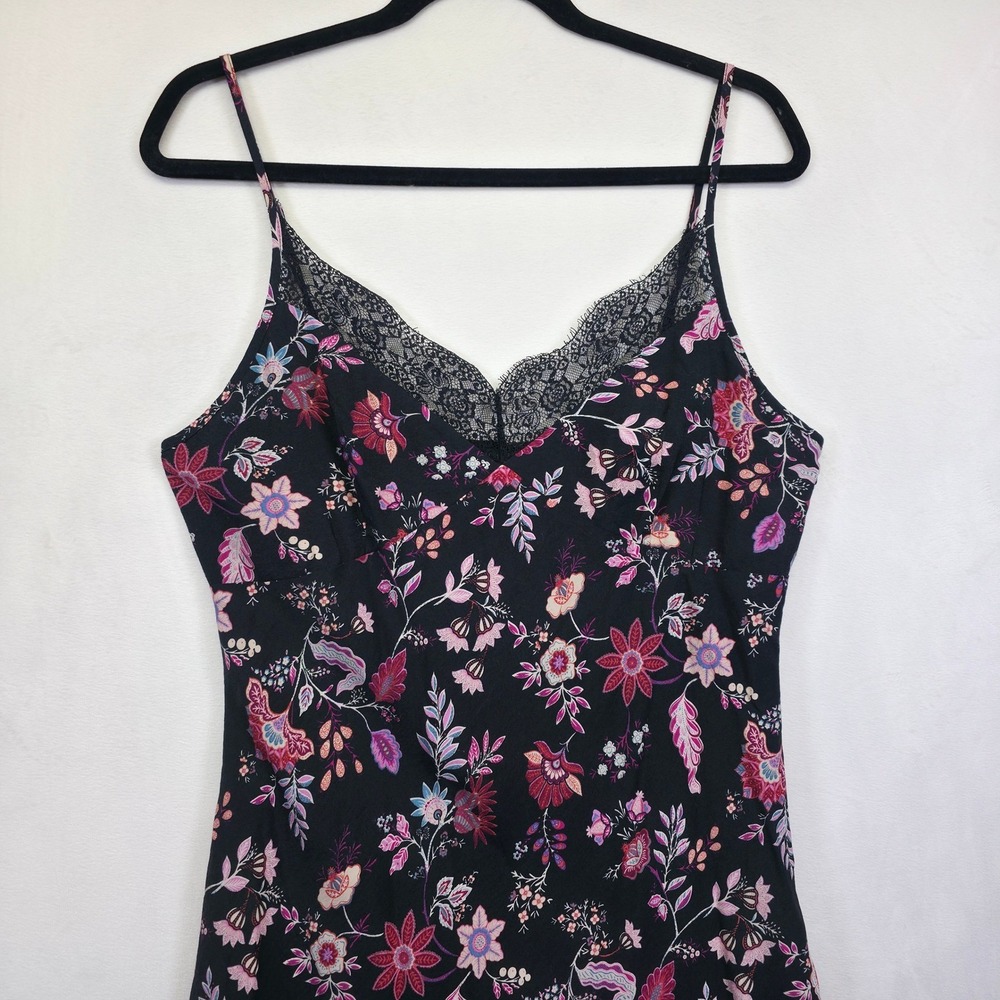 Boho Lace Whimsigoth Dress Women L Black Floral Romantic Slip Babydoll Maxi Date - Picture 9 of 15
